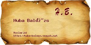 Huba Balázs névjegykártya